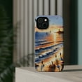 thumbnail image 4 of DistinctInk MagSafe Tough Case for Apple iPhone 13 (6.1" Screen) - Serene Sunset: A Vibrant Beachscape Painting - Raised Bezel Screen Guard, 4 of 6