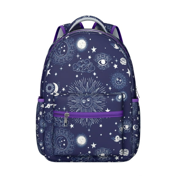 Gothic Moon & Star Waterproof School Backpack - Ergonomic Student Bookbag with Padded Straps & Spinal Support