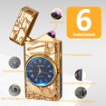 thumbnail image 3 of COMANYI Electric Lighter with Plasma Arc, Windproof USB Rechargeable Lighter with Cool Design, Clock Dial, Flashlight, Power Display for Outdoor Daily Use, Gift for Men Women (Sailboat, Gold), 3 of 6