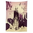 thumbnail image 3 of Ambesonne Cartoon Tablecloth Rectangular Table Cover, Castle in Mountains, 60"x90", Dark Purple Cream, 3 of 4