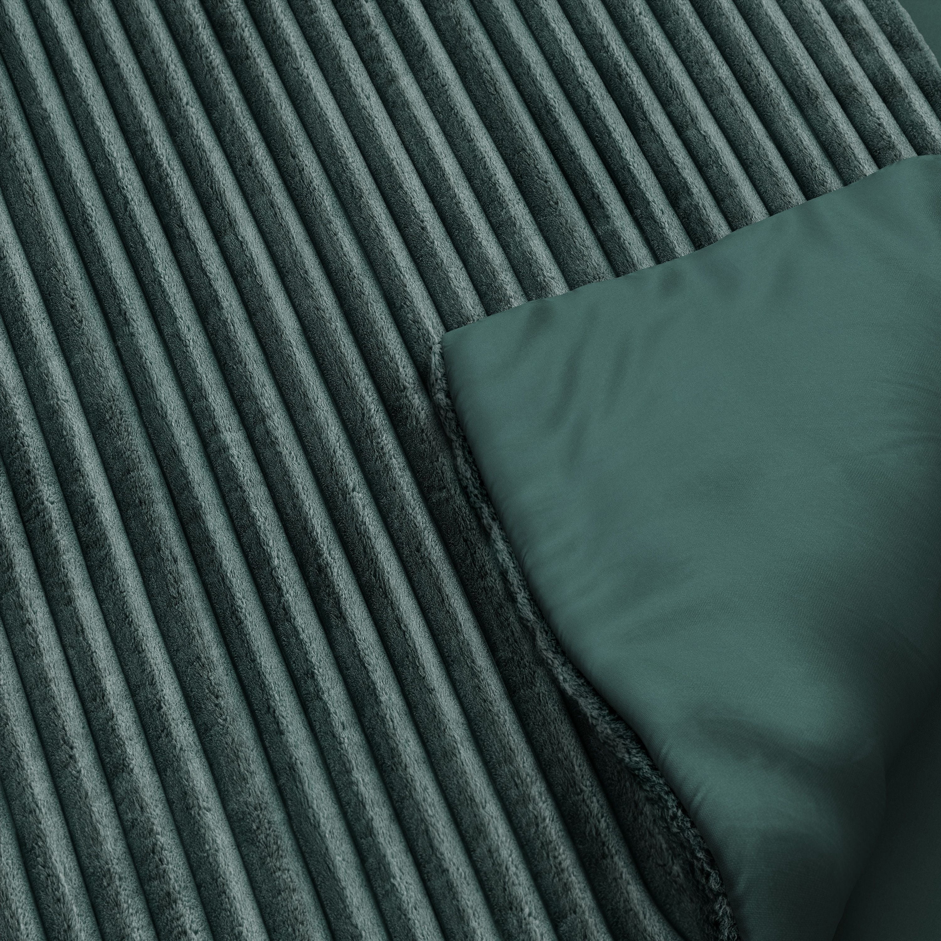 Mainstays Kids Dark Green Solid Plush Ribbed Corduroy Comforter Set, Full/Queen, 3 Pieces