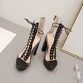 thumbnail image 2 of Leozcaa Women Booties Transparent Clear Lace Up Chunky Platform High Heels Summer Party Sandals Boots Shoes, 2 of 5