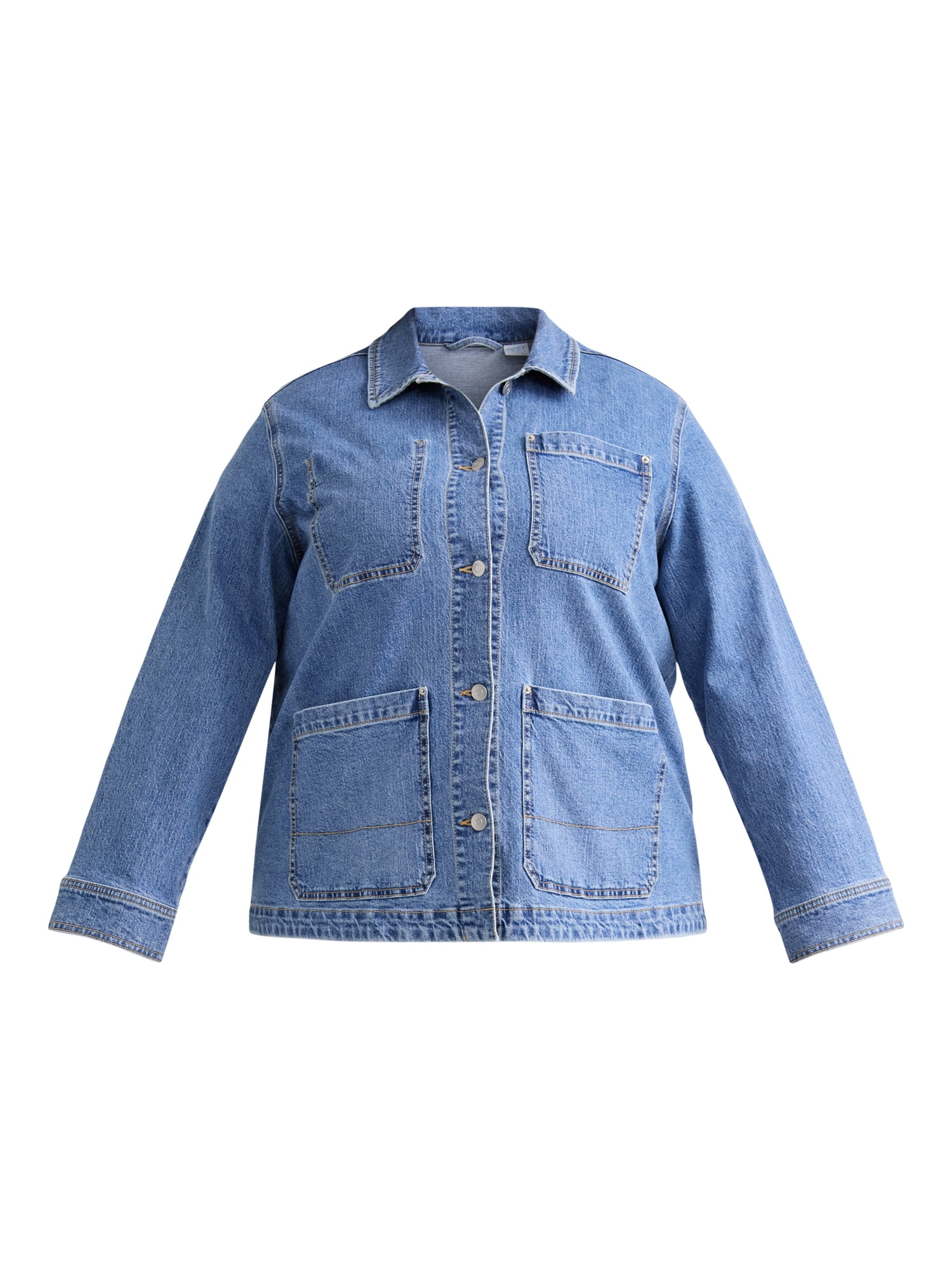 Time and Tru Women's and Women’s Plus Denim Utility Jacket, Sizes XS-4X