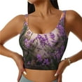thumbnail image 2 of Uemuo Dog in Lavender Flowers Pattern Women's Sports Bra - High Impact Support, Breathable, and Comfortable Athletic Bra for Running, Yoga, and Workouts, 2 of 9