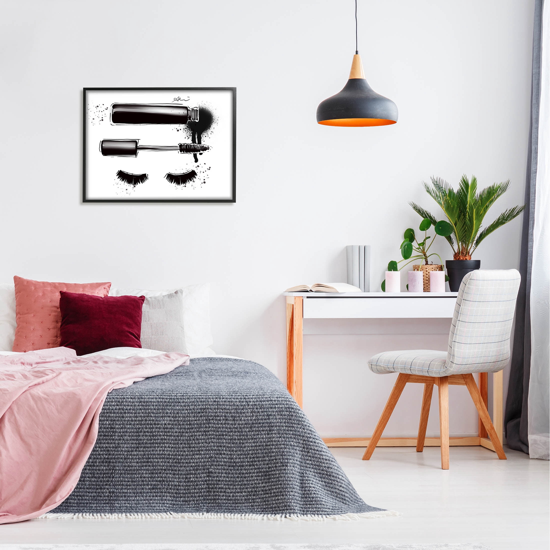 Stupell Industries Glam Mascara Lashes Makeup Graphic Art Black Framed Art Print Wall Art, Design by Alison Petrie