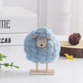 thumbnail image 1 of Mini felt sheep figurine, wool felt lamb toy, blue., 1 of 5