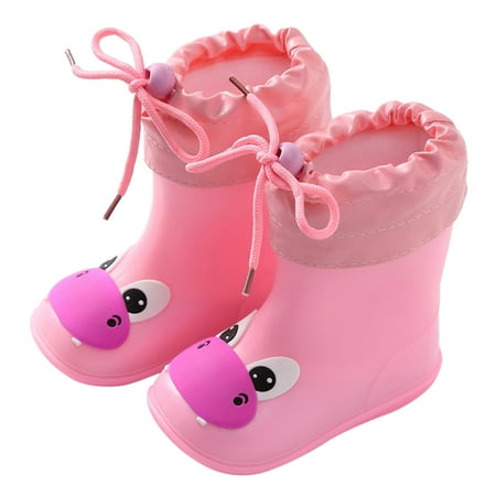 

kpoplk Snow Boots For Toddler Girls Hot Classic Children Rainboots Rubber Children Water Shoes Winter Boots For Kids(B)