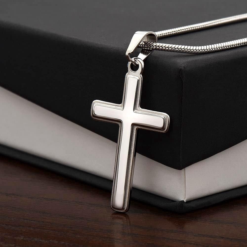 I Love You Gifts For Him Husband Boyfriend, Cross Necklace With Cuban Chain, Soulmate Sentimental Gift Ideas, Necklace Jewelry Chain Faith Cross Valentines Day Present For Men