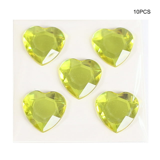 Heart Rhinestone Stickers Acrylic Crystal Gems Multipurpose Decorative Handheld Clothes Scrapbooking DIY Crafts Necklace Light Yellow