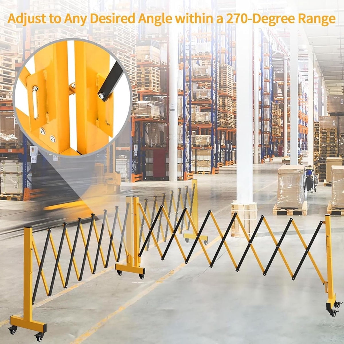 Ataucjin Metal Expandable Barricade Gate Outdoor, Folding Safety Barrier Gate, Portable Traffic Barricade Fence