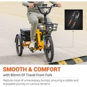 Addmotor Electric Trike for Adults, 750W, Folding Electric Tricycle, 48V 20Ah, 90MI, 380lbs, 3 Wheel Electric Bikes, Step Through Etrike, Parking Brake, Rear Motor & Differential, E-310 Plus Green