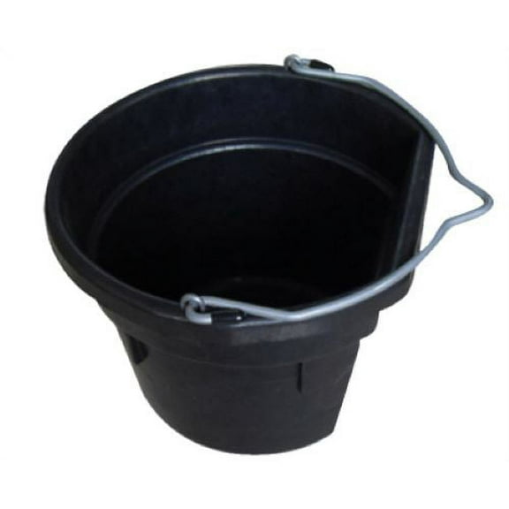 Master Rancher MR12QR/FSB-BLK 12-Quart Black Rubber Flat Back Sided Utility Bucket Pail - Quantity of 4