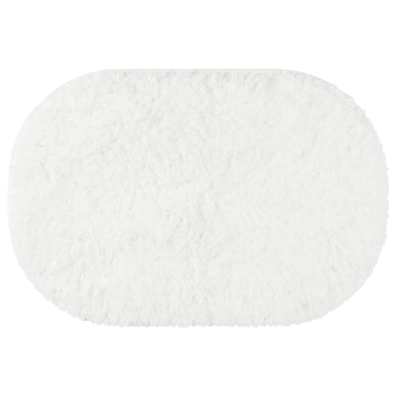 REGALWOVEN Oval Shaggy Bathroom Rugs Absorbent Soft Bathroom Mat White 20" x 32"