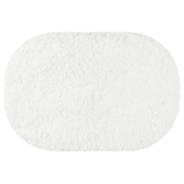 REGALWOVEN Oval Shaggy Bathroom Rugs Absorbent Soft Bathroom Mat White 20" x 32"