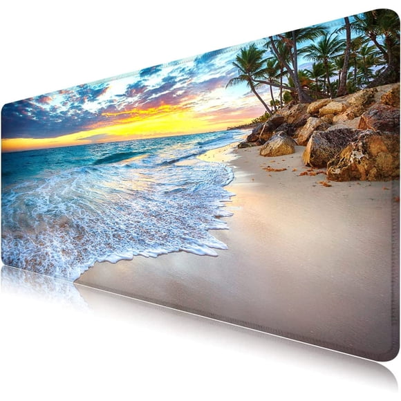 Tapis de Souris Grand Clavier Étendu Tapis de Souris Plage Océan 35.5x15.8 Pouces Tapis de Souris de Jeu, Tapis de Souris TTG Tapis de Souris pour le Travail et le Jeu Tapis de Souris Surdimensionné