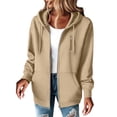 thumbnail image 4 of JGGSPWM Womens Zip Up Hoodies Solid Color Casual Long Sleeve Zipper Sweatshirts Fall Winter Comfy Track Jackets with Pockets Yellow S, 4 of 8