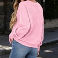 thumbnail image 7 of Women's Loose Fit Round Neck Long Sleeve Sweatshirt With Pocket Solid Color Pullover Comfy Casual Daily Wear | CSEONE,Pink M, 7 of 7