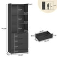 thumbnail image 4 of Black Storage Cabinet Bookcase with 3 Drawers, Tall Kitchen Pantry Bookshelf with Storage Shelves for Home Office Living Room Study, 4 of 9