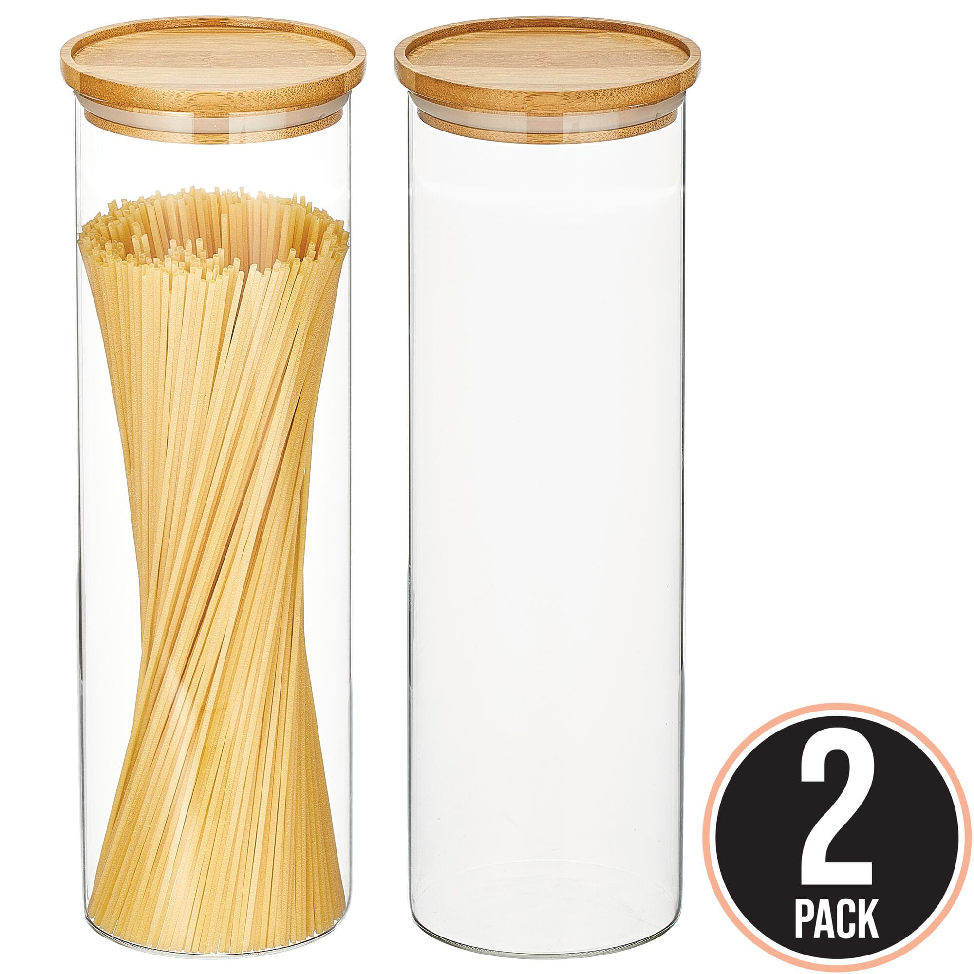 MegaChef 985111720M Kitchen Food Storage and Organization 5-Piece Canister Set with Bamboo Lids