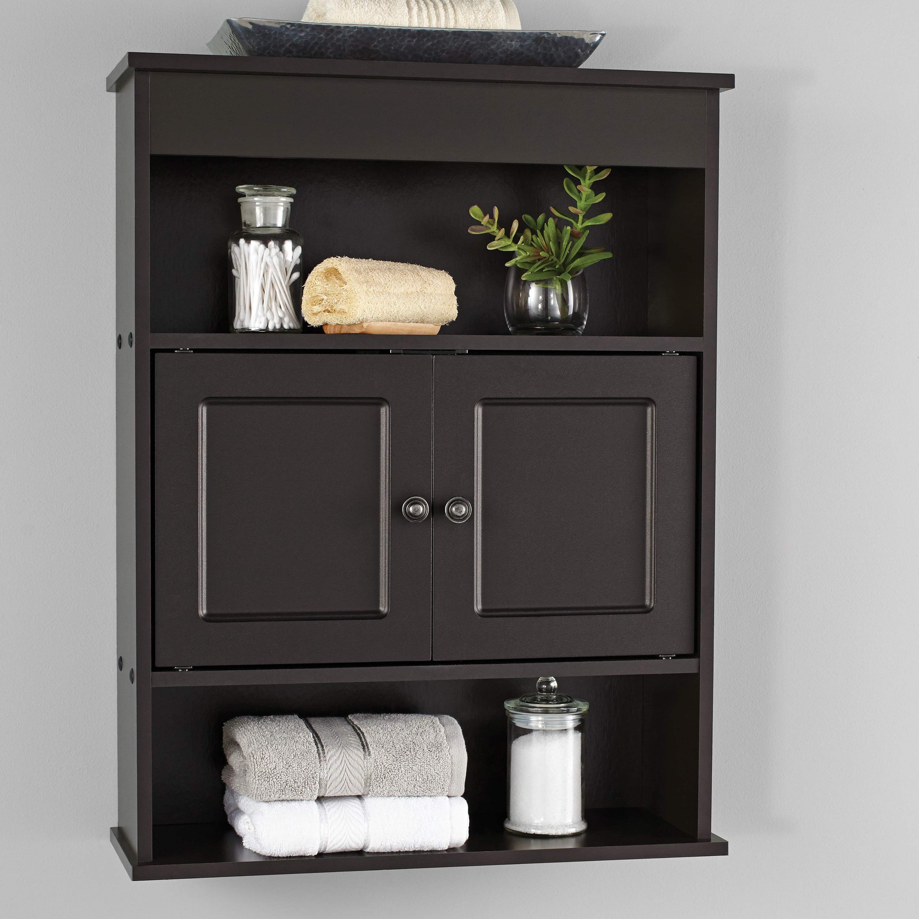 Mainstays Bathroom Wall Mounted Storage Cabinet Espresso