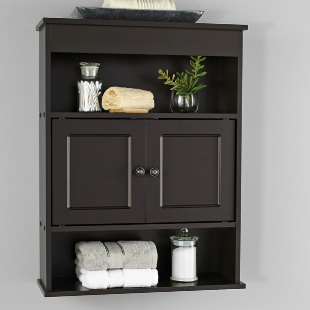 Mainstays Bathroom Wall Mounted Storage Cabinet With 2 Shelves Espresso Com - Above Toilet Wall Cabinet