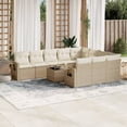 thumbnail image 1 of vidaXL 11 Piece Garden Sofa Set with Cushions Beige Poly Rattan, 1 of 5