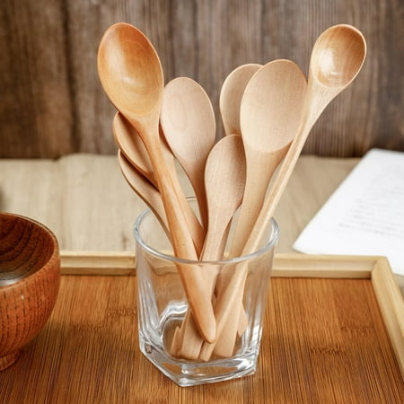 

SunSunrise 5Pcs Rice Spoon Stain-free Practical Wooden Multi-function Soup Spoon for Home