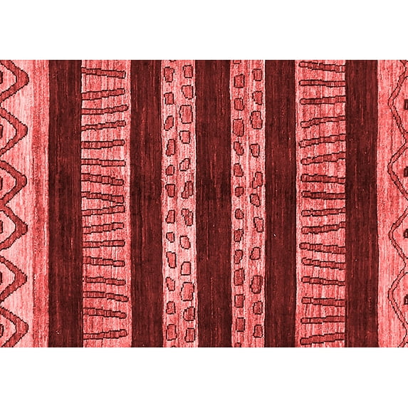 Ahgly Company Machine Washable Indoor Rectangle Abstract Red Modern Area Rugs, 3' x 5'