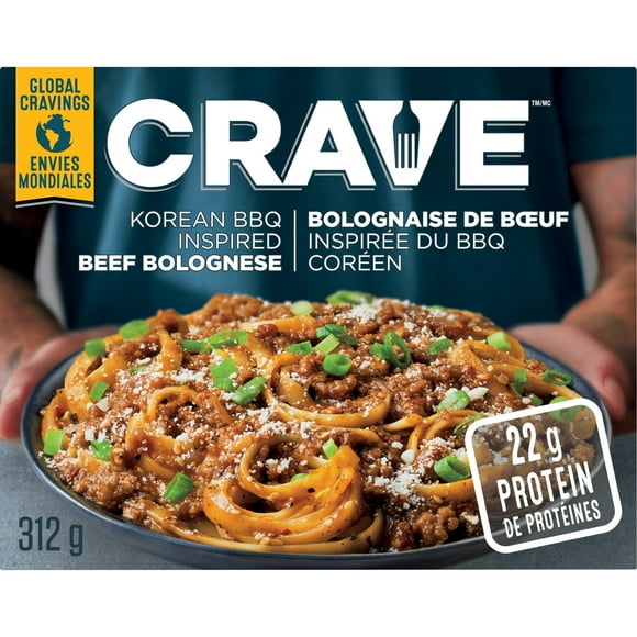 CRAVE Korean BBQ Inspired Beef Bolognese Frozen Meal, 312 g Box, CRAVE Korean BBQ Inspired Beef Bolognese Frozen Meal, 312 g Box
