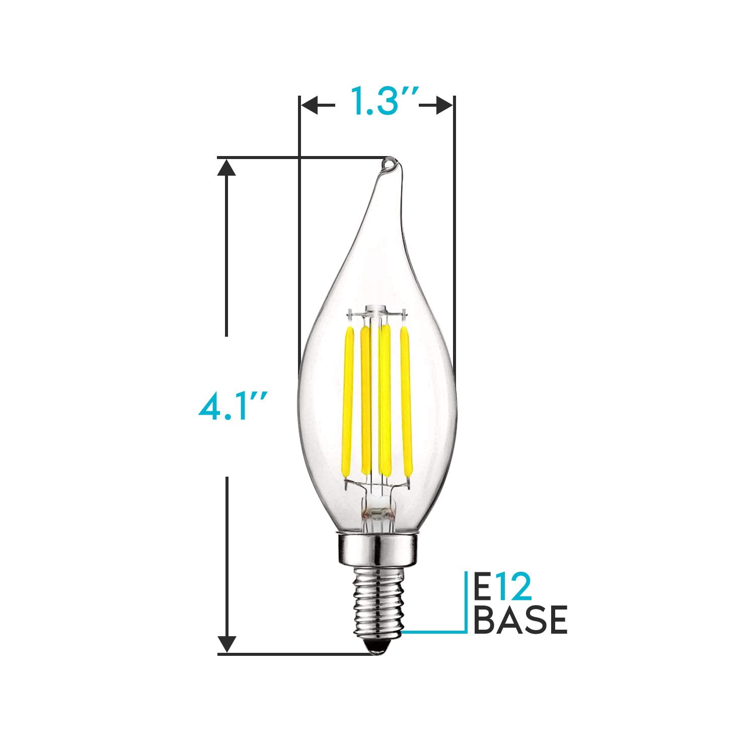 Luxrite 5W E12 Vintage Candelabra LED Dimmable Light Bulbs, 60W Equivalent 5000K Bright White, 550 Lumens, Flame Tip, 16-Pack
