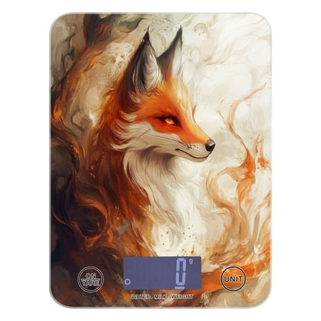 WOBOGO Cool Orange Fox Kitchen Scale Digital Gram and Ounce Weighing for Cooking Baking Ketogenic Diet Meal Prep
