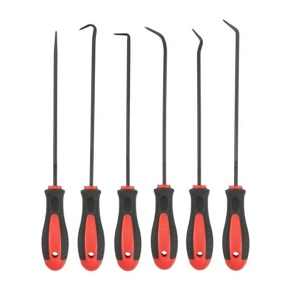 Extra Long Hook and Pick Set, 6-Piece Set, Chrome Steel Shaft, for Remove Hoses and Gaskets