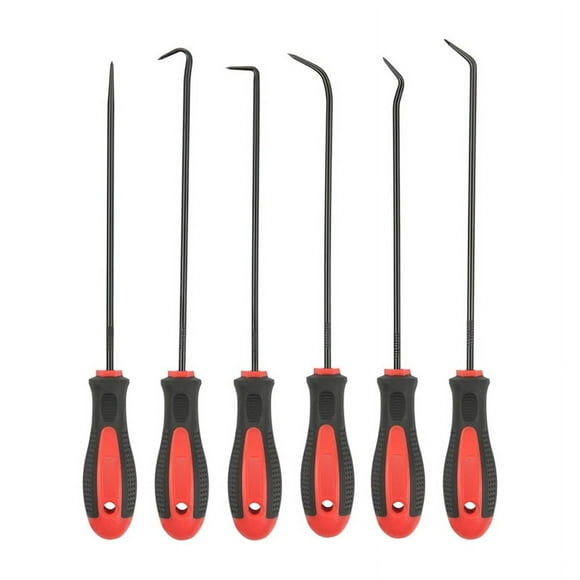 Extra Long Precision Hook and Pick Set, 6-Piece Set, Chrome Vanadium Steel Shaft, for Remove Hoses and Gaskets