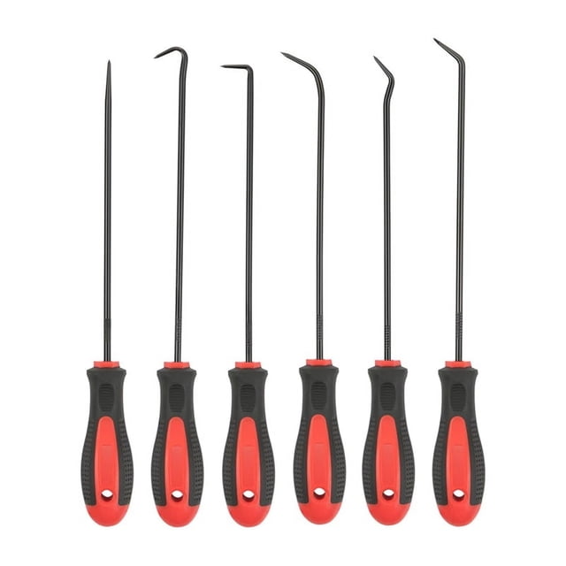 Extra Long Precision Hook and Pick Set, 6-Piece Set, Chrome Vanadium Steel Shaft, for Remove Hoses and Gaskets