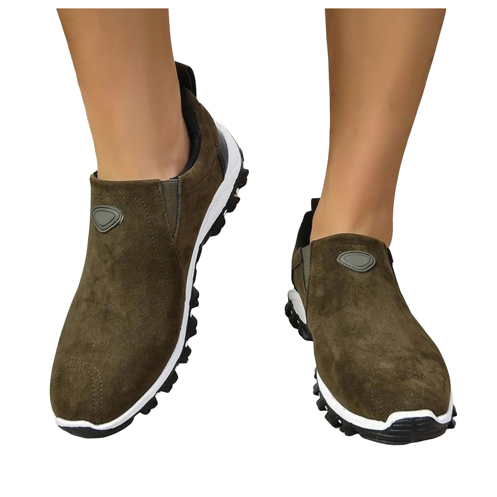 YLYL Men's Suede Orthopedic Sneakers Slip on Breathable Casual Non Slip Driving Walking Hiking Shoes