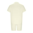 thumbnail image 4 of Stamzod Men Short Sets Outfits 2 Piece Summer Short Sleeve Button Down Shirt and Shorts Set Loungewear Casual Loose Beach Vacation Clothes for Men Beige B M, 4 of 5
