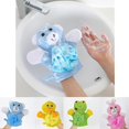 thumbnail image 3 of 4 Pcs/set Hand Puppet Bath Wash Mitt Towel, Kids Bath Sponge With Designs, Bath Toy For Children, 3 of 4