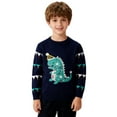 thumbnail image 3 of WhouRiu Little Boy' Christmas Sweater Dinosaur Knitted Long Sleeve Sweater Children Holiday Party Cozy Soft Winter Sweaters Blue,Sized 5-6, 3 of 3