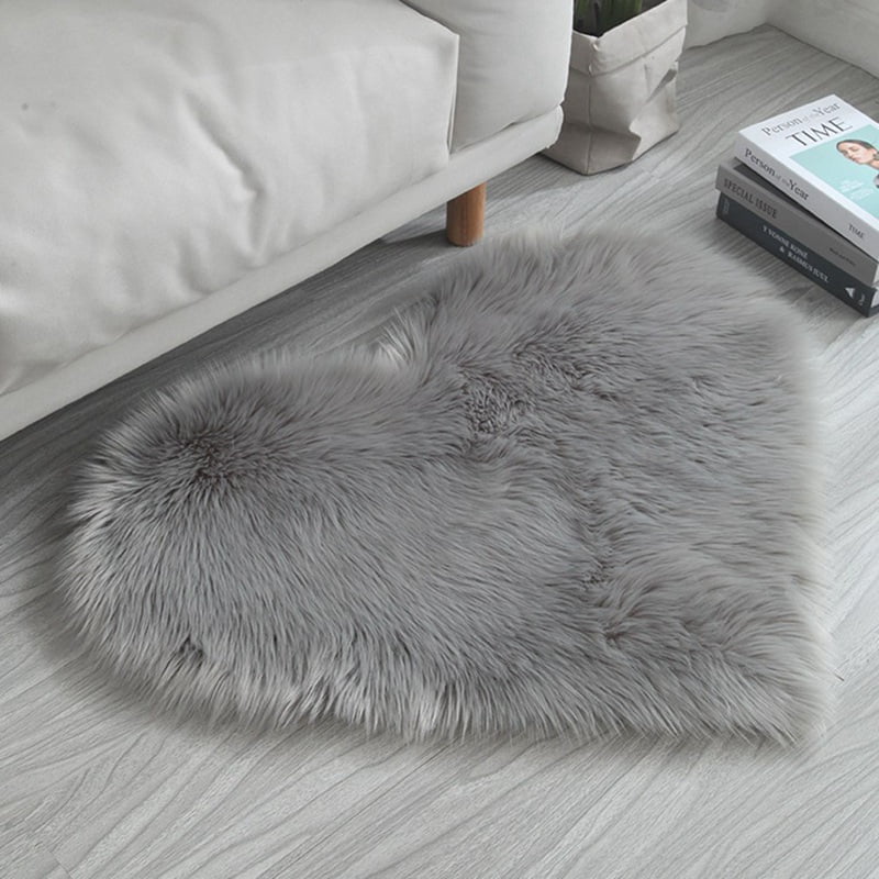 Soft Heart Shape Carpet Rug Fluffy Mat Washable Home Bathroom 11.81x15.74in 