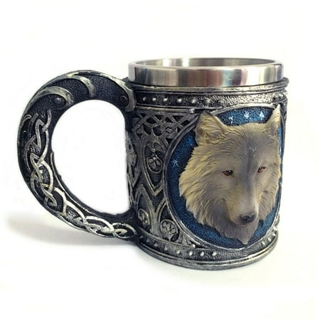 

Stainless Steel Wolf Mug Resin 3D Wolf Coffee Cup Stainless Steel Travel Tea Wine Beer Mugs