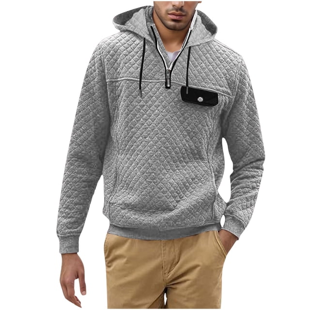 ameIAEA Casual Sweatshirts for Men Long Sleeve Solid Color Fall Pullover Tops with Pockets