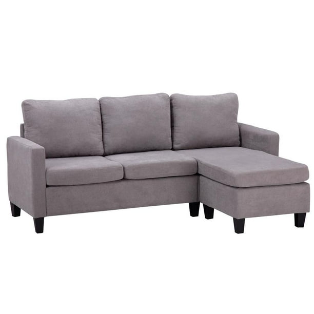 Ktaxon Reversible Sectional Sofa Couch L Shaped Couch With Modern Linen Fabric For Small Space Light Grey Walmart Com Walmart Com