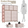 thumbnail image 4 of SESSLIFE Fabric Dresser for Bedroom, 12 Drawer Dresser with Side Pockets, Hooks, Modern Tall Closet Chest Organizer with Wood, Top Metal Frame for Living Room, Hallway, Entryway, Adults, Pink, 4 of 13