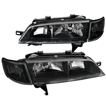 Jdm Corner Lights - Spec-D Tuning For 1994-1997 Honda Accord Jdm Black Headlights + Clear Corner Turning Signal Lamps Pair (Left+Right) 1994 1995 1996 1997