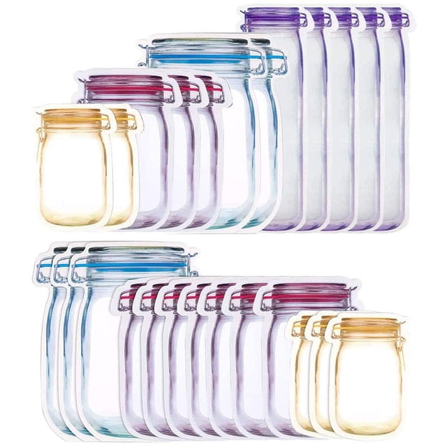Reusable Freezer Bags, Grocery Bags, Reusable Grocery Bags, Mason Bag, Fresh Zipper Bag, Food Storage Bags, Food Storage Snack Bags (25 PCS)