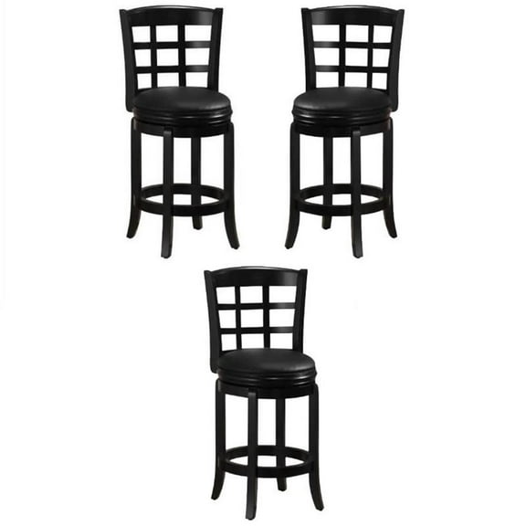 Home Square Kyoto 24" Swivel Counter Stool in Black - Set of 3