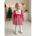 thumbnail image 4 of RUINIXCW Toddler Baby Girl Christmas Dress Outfit Infant Baby Girl Fall Winter Giangham Plaid Dress Clothes Cute Santa Tree Deer Embroidery Long Sleeve Ruffled Dress, 4 of 9