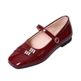 thumbnail image 3 of IEMIEMIEM Women's Mary Jane Flats Comfort Patent Leather Classic Dressy Slip On Round Toe Ballet Flats Soft Work Flats Retro Mary Jane Flats Red 6.5 Wide, 3 of 8