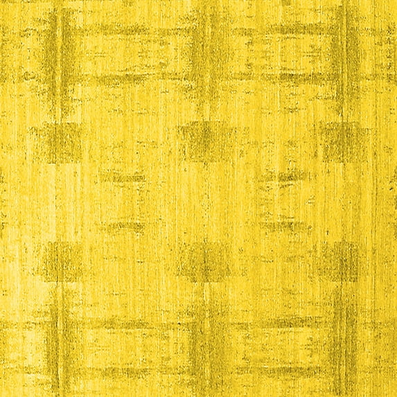 Ahgly Company Machine Washable Indoor Square Solid Yellow Modern Area Rugs, 5' Square