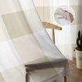 thumbnail image 5 of Beige Plaid Semi Sheer Curtains 108 Inch Length 2 Panels Set, Spring Summer Farmhouse Buffalo Checkered Sheer Kitchen Curtain Privacy Voile Window Curtain for Living Room Bedroom Rod Pocket Drapes, 5 of 7